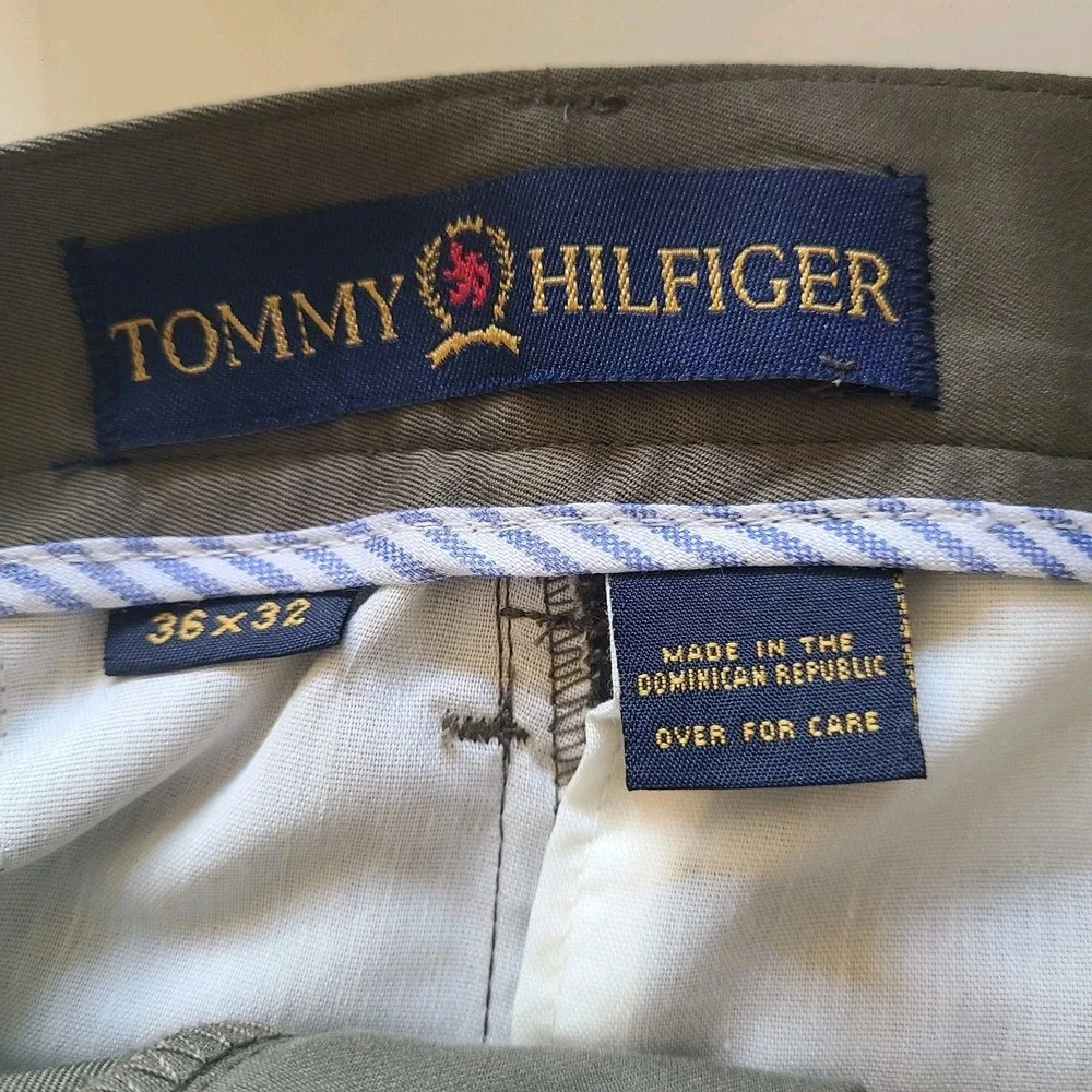 Tommy Hilfiger Pants‎ Mens 36X32 Green Chino Traveler Tommy Micro Tech Casual